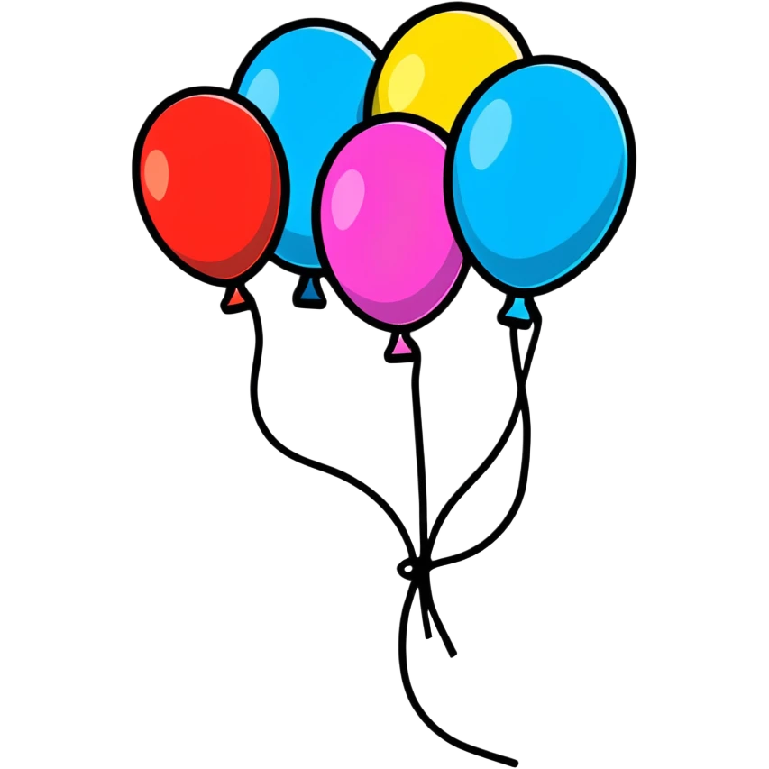 Happy celebration with balloons and streamers emoji