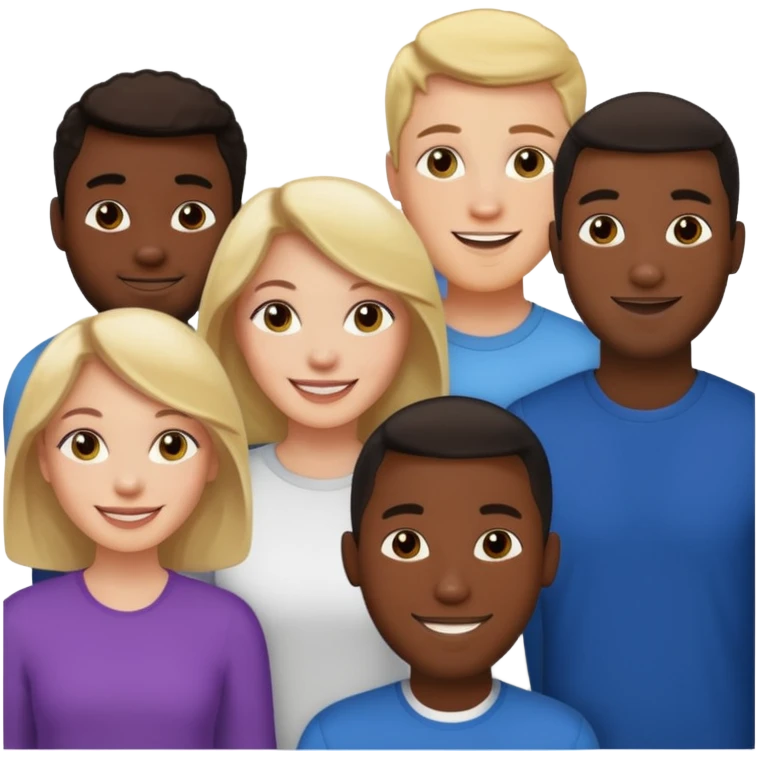 One white woman and six black men emoji