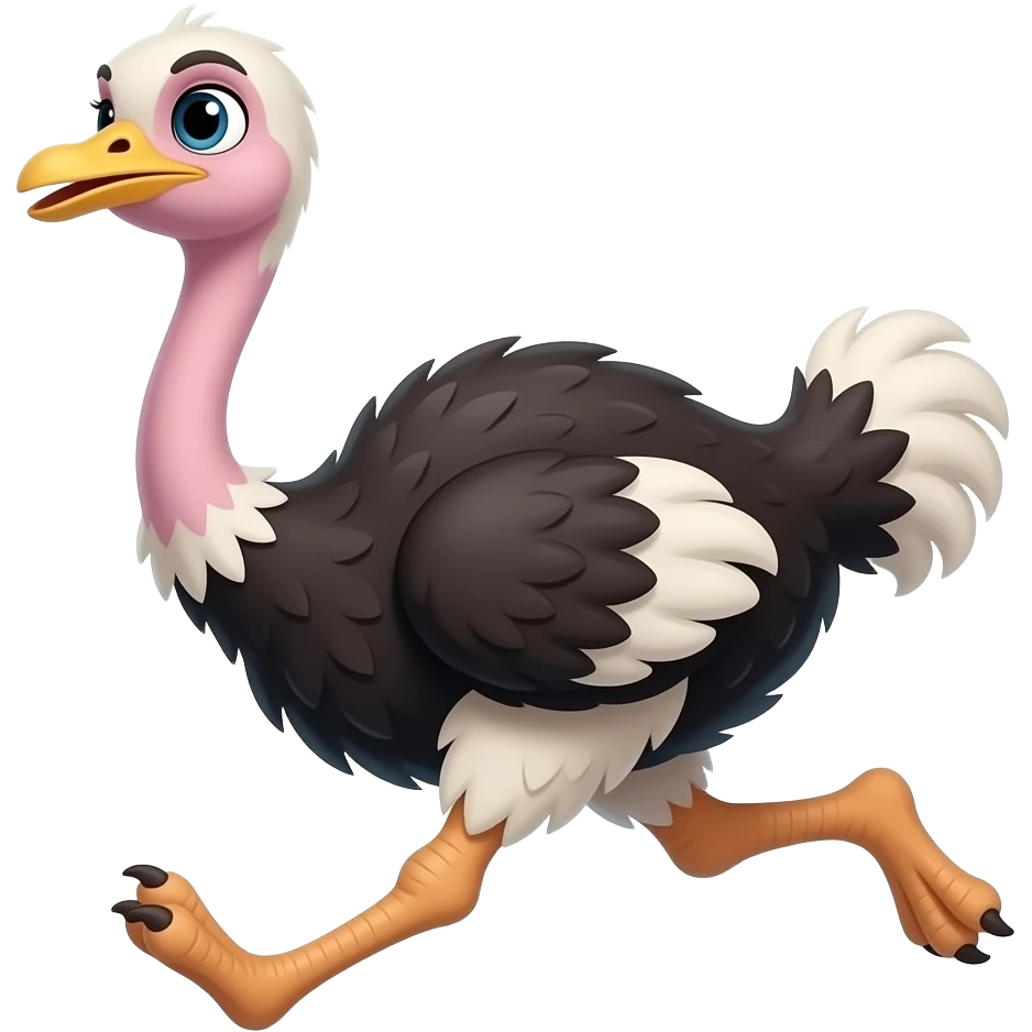 Cartoon ostrich running emoji