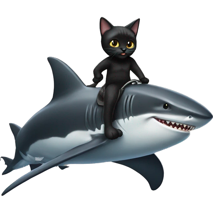 black cat riding shark  emoji