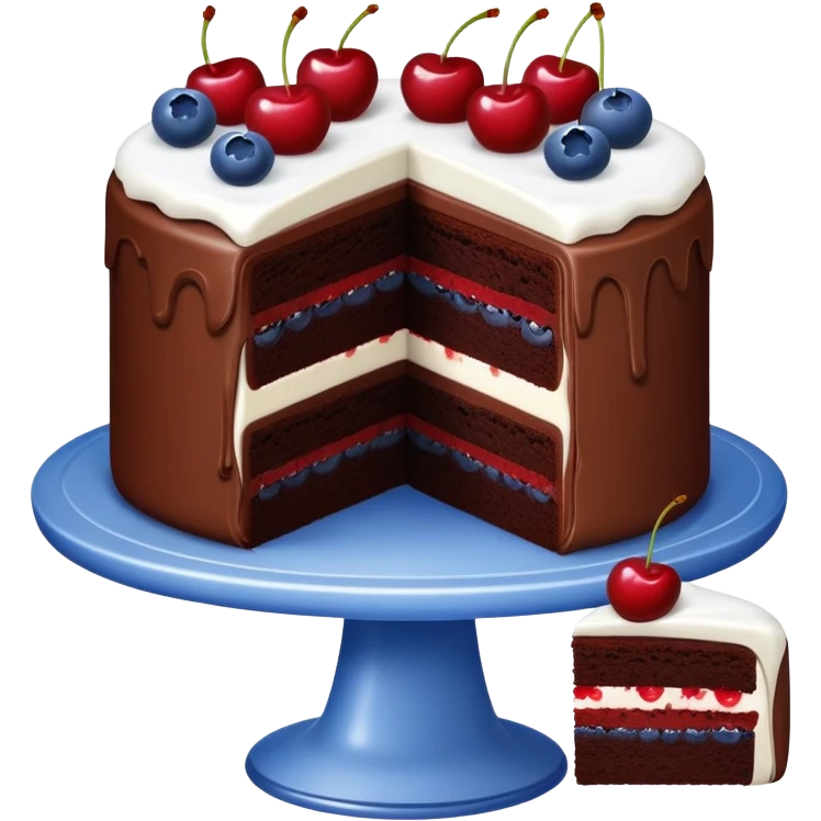 chocolate cake With cherries and blueberries emoji