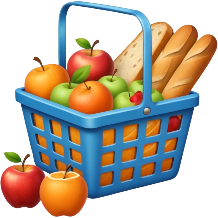 METAL SHOPPING BASKET WITH GROCCERIES IN IT emoji