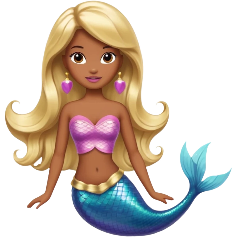 Brown skin blonde hair barbie mermaid  emoji