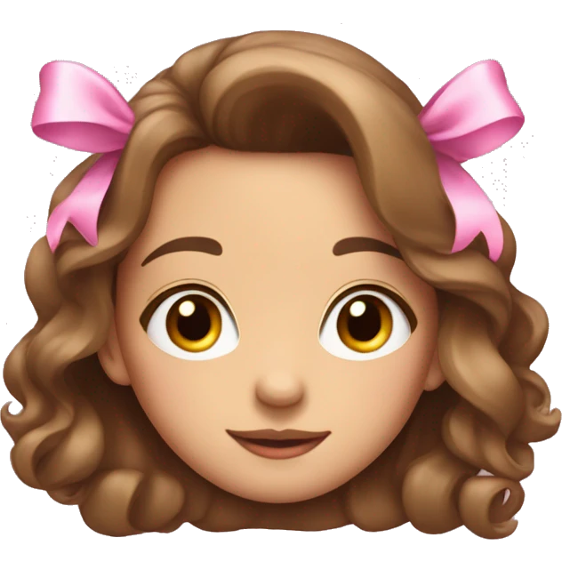 A cute young woman with long brown hair and many small pink bows an sparkles around her emoji