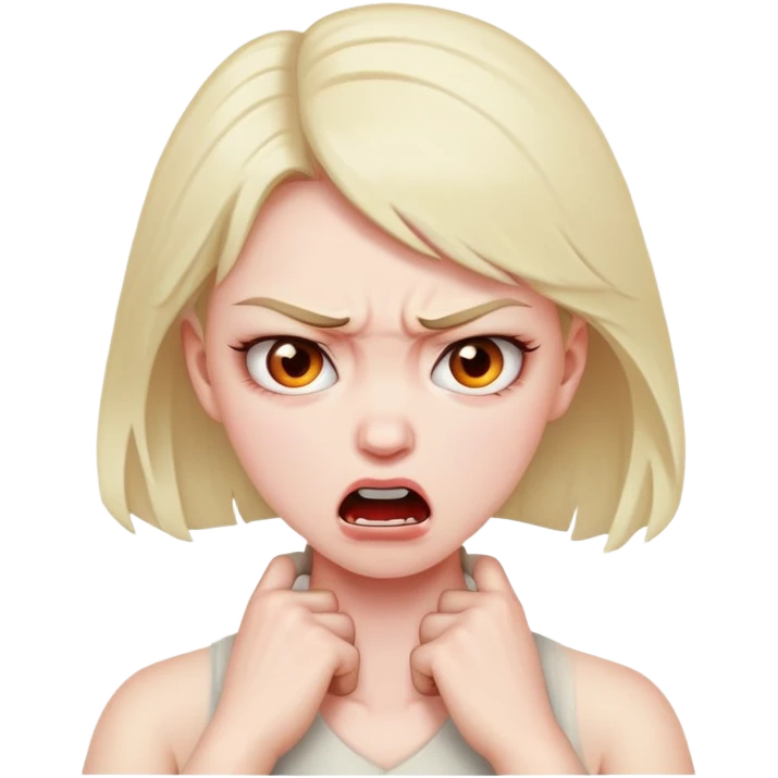 girl holding neck angry emoji