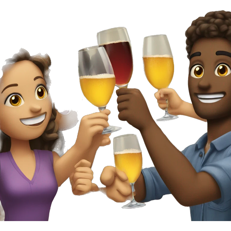 a group of friends toasting emoji
