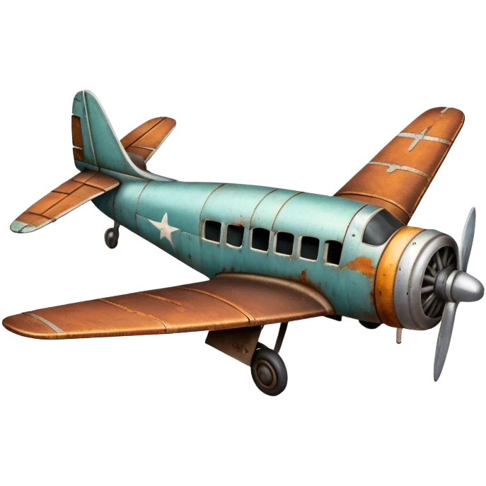 Old style rusty plane rearview emoji