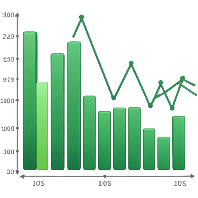 graph with line going up and being green emoji