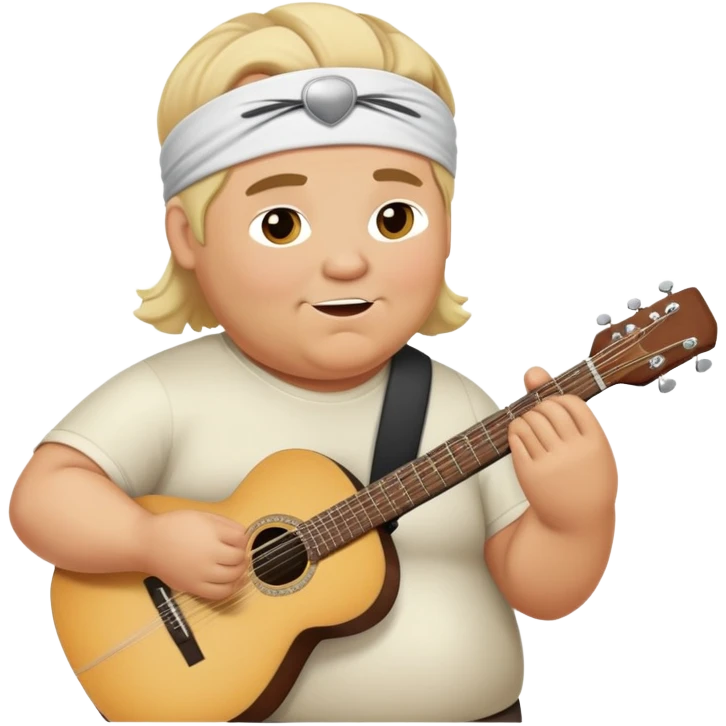 Lifelike Overweight Blonde man in his 60’s with headband playing guitar emoji
