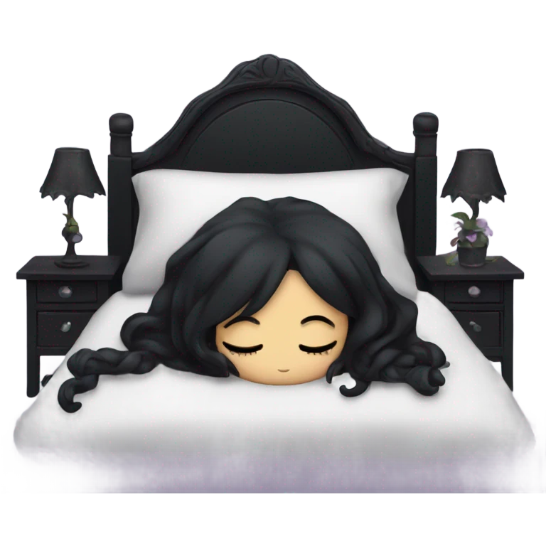 Goth girl sleeping in the bed  emoji
