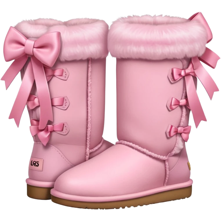 realistic pastel pink uggs with bows on the back emoji