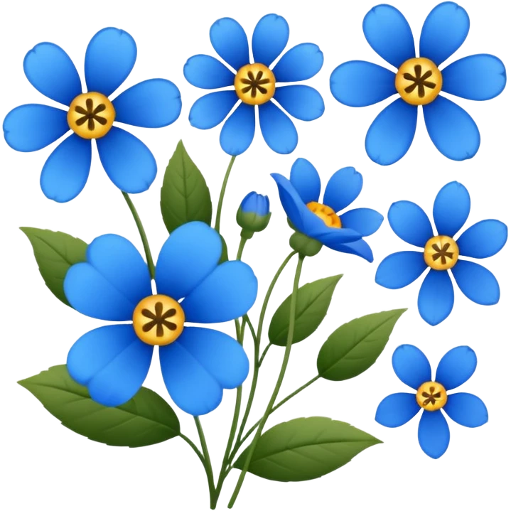 different blue flowers emoji