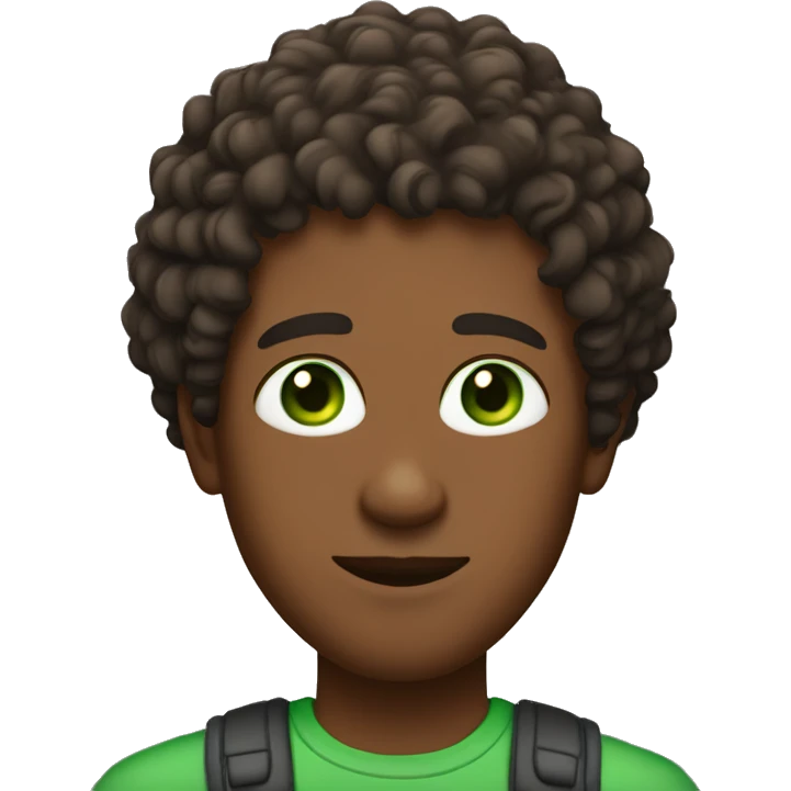 brown skin man with green eyes and curly hair with lowtaper cut emoji