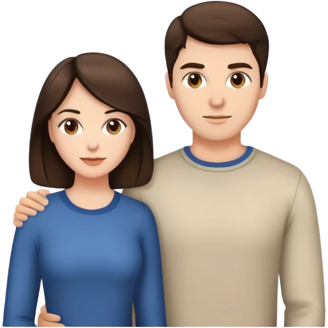 Brunette woman and brunette man standing together emoji