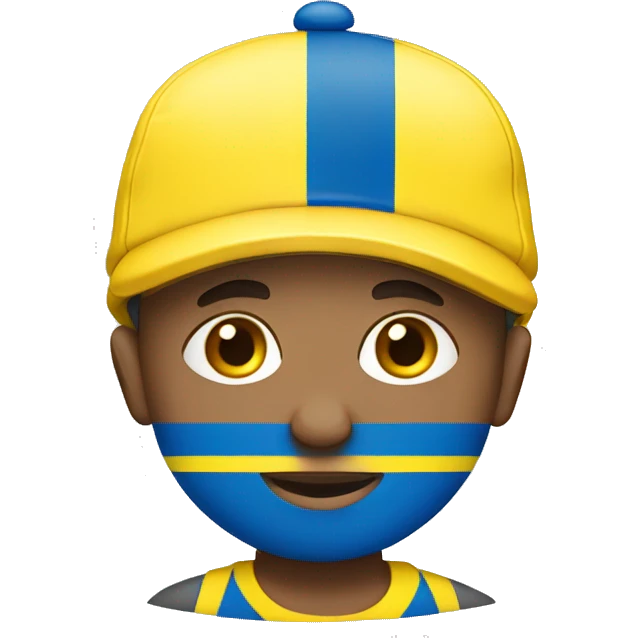 boy wearing a cap with a ukraine flag on it emoji