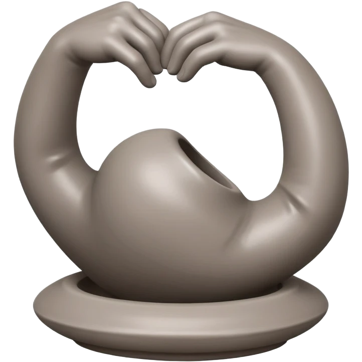 single hand with curved fingers hugging the side of a clay blob on a silver pottery wheel emoji