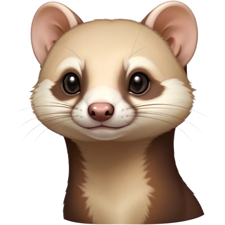 Cinematic Noble sable ferret Portrait Emoji, Poised and dignified, with a sleek, elongated body and a distinct sable ferret head featuring a pointed snout, small, rounded ears, and intelligent, beady eyes, covered in soft, sleek fur with natural brown and cream hues, Simplified yet sharp and sophisticated features, highly detailed, glowing with a warm, natural glow, high shine, exuding an air of quiet confidence, focused and watchful, soft glowing outline, capturing the essence of a clever and majestic sable ferret that feels as though it could leap from the screen with effortless grace! emoji