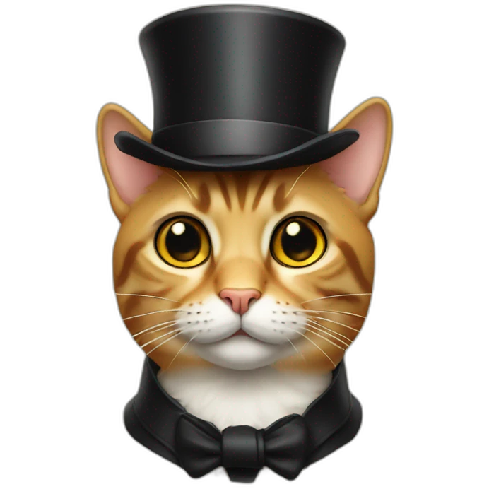 low detail cat with top hat emoji