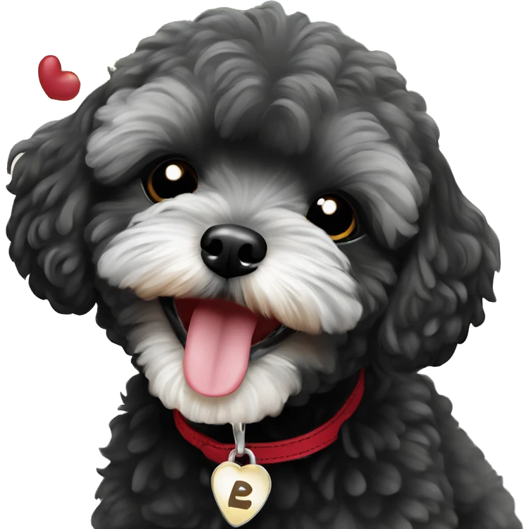 ￼black maltipoo playing  emoji