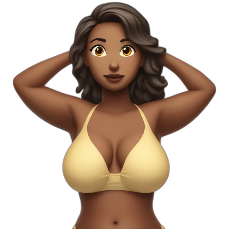 Slim-thicc woman bikini hands on hips pose (beach body) emoji