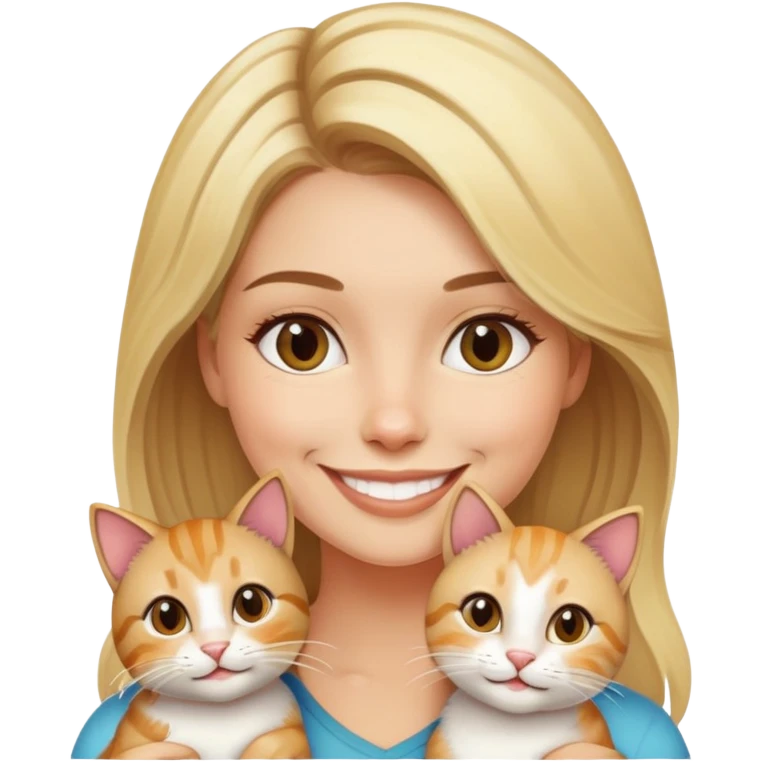 blonde highlight women with 2 cat emoji