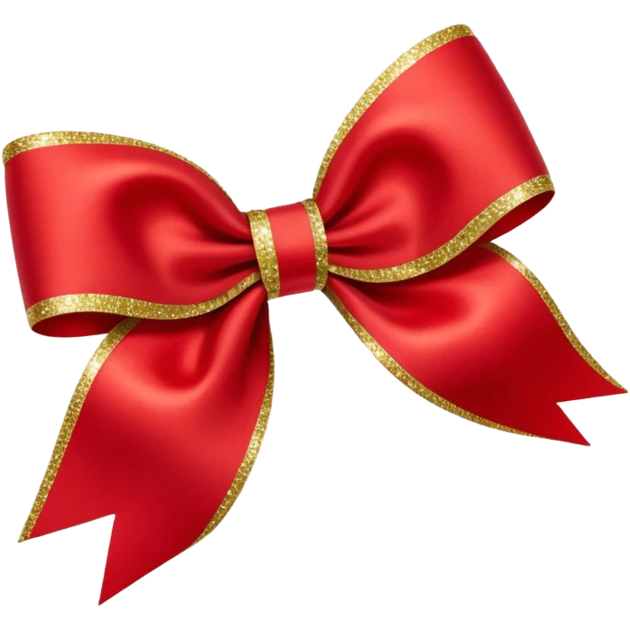 Red christmas bow with gold moving emoji