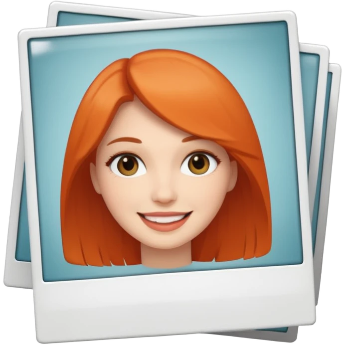 Few White Polaroid frame with female face emoji