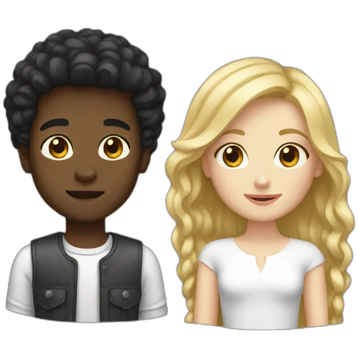 black boy and white girl emoji