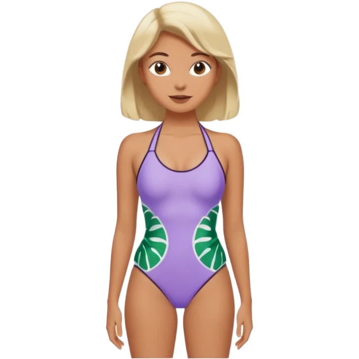 Retro swimsuit light purple halter top with high waisted leafy bottoms emoji