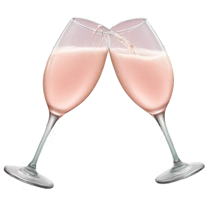 glasses of pastel pink champagne are smashing against each other emoji