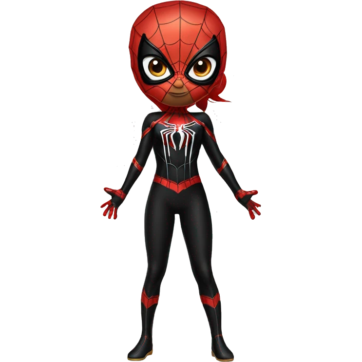 Spider man black suit girl Asia white emoji
