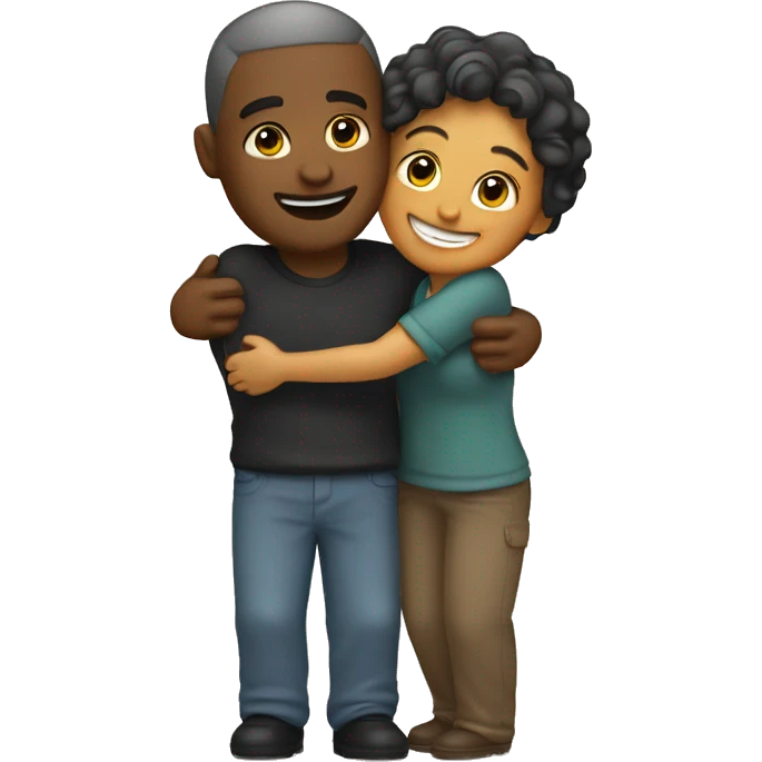 couple hug with warm smiles emoji