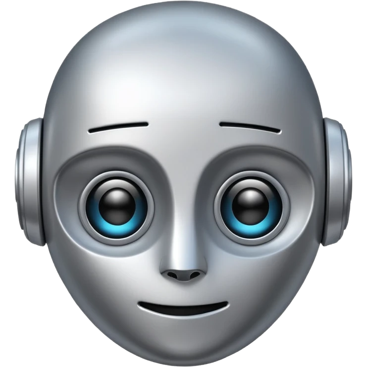 friendly robot face with expressive eyes, digital AI emoji style emoji