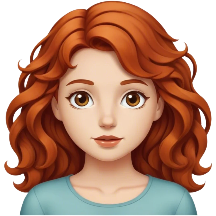 auburn girl with middle height wavy hair emoji