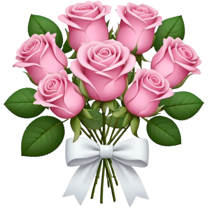 Bouquet of pink roses with a white bow tied around it emoji