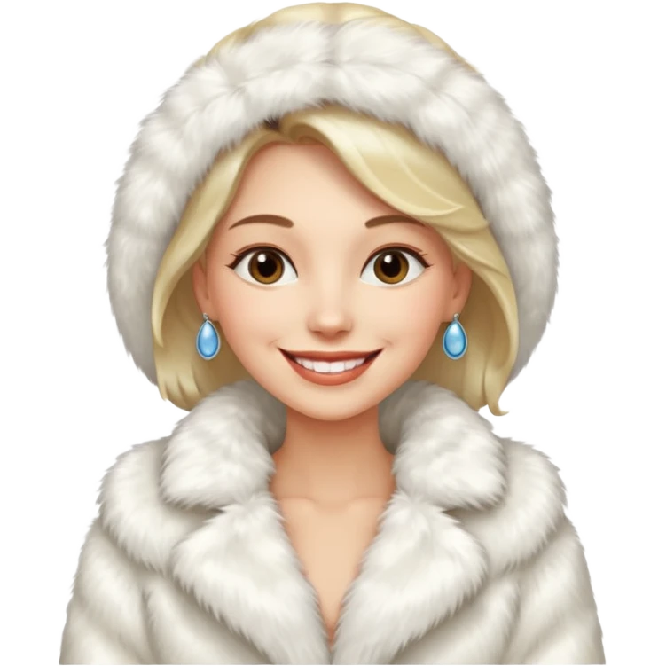 luxary white fur coat woman emoji