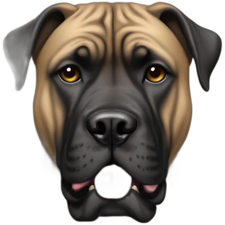Full black presa canario dog cropped ears emoji