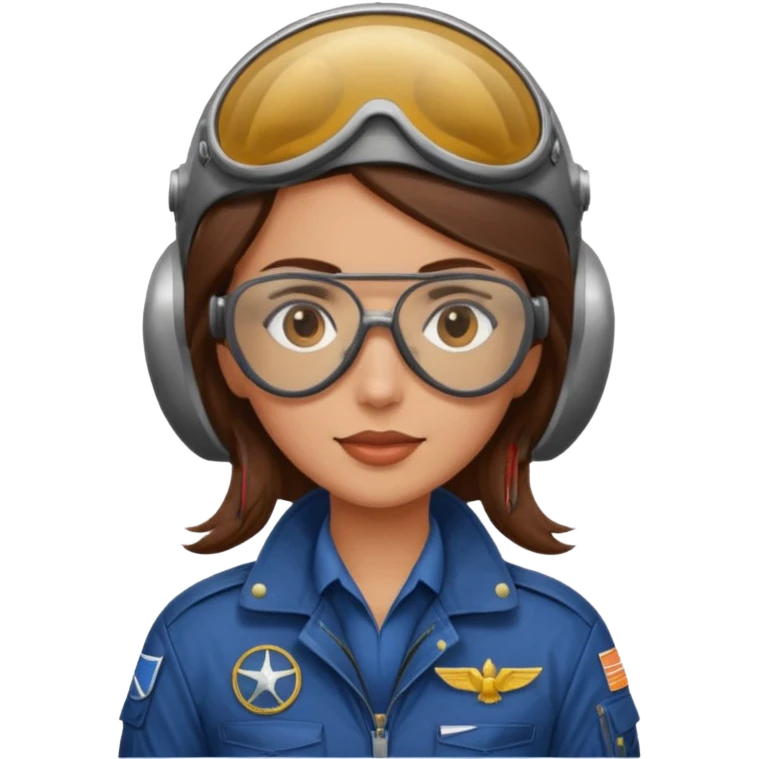 A female pilot with medium skin and tied-back brown hair emoji