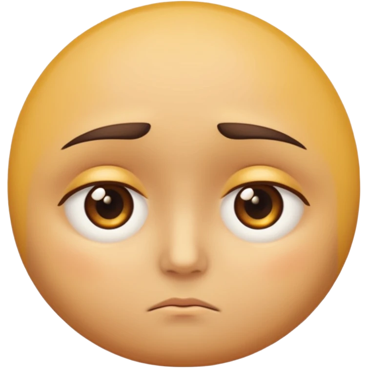 Make a sad eyes with browns on top of an eye using yellow round shaped face emoji