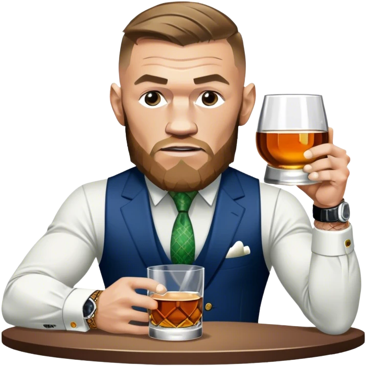 Conor mcreggor in the mma octagon with whiskey emoji