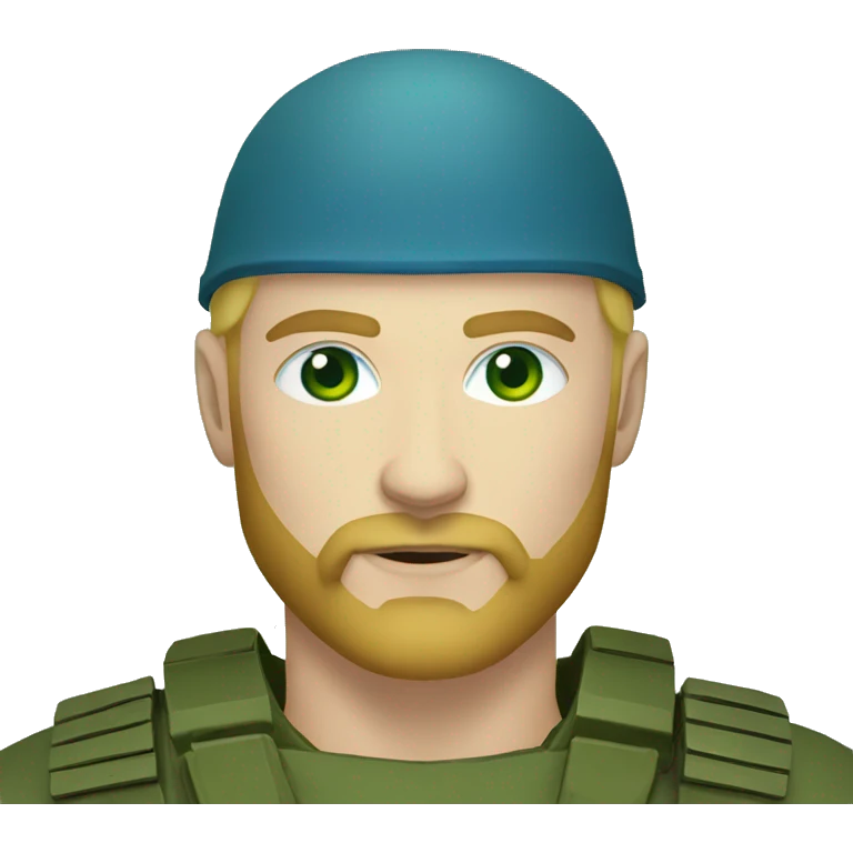 ukrainian military blonde man with a beard with green eyes with blue viking paint on the face  emoji