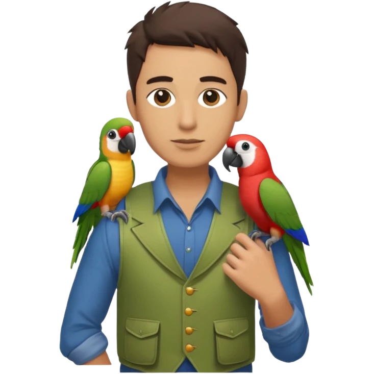Walker + parrot on shoulder, Pet Walkers, Full body. emoji
