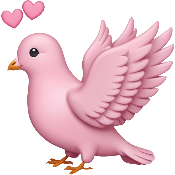 a minimalist emoji of a pink peace dove with pink hearts around it emoji