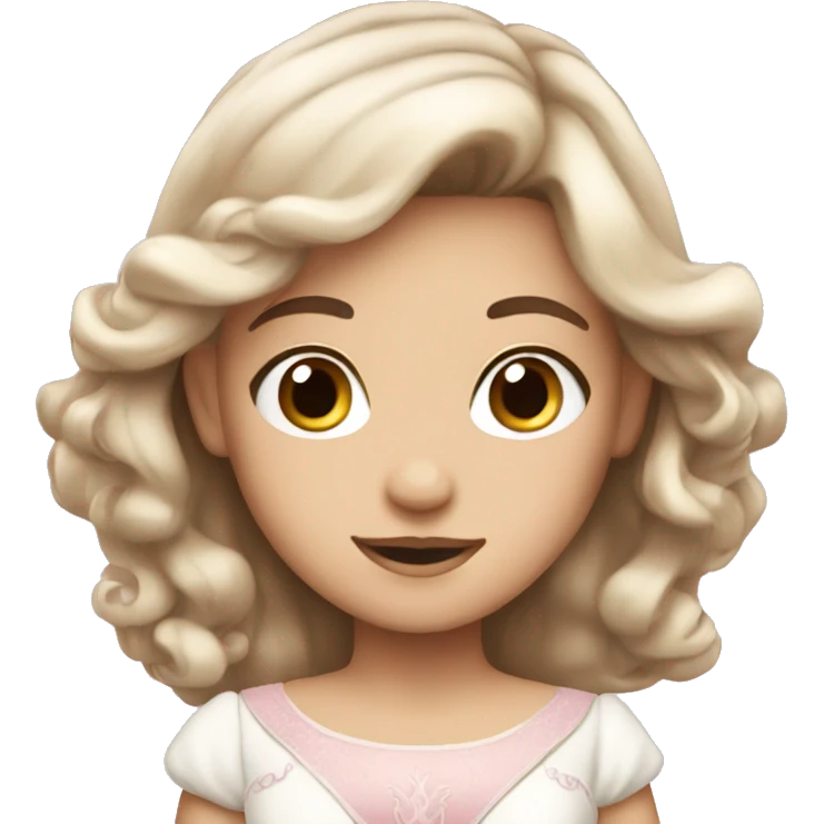 pretty pink white princess with brown hair emoji