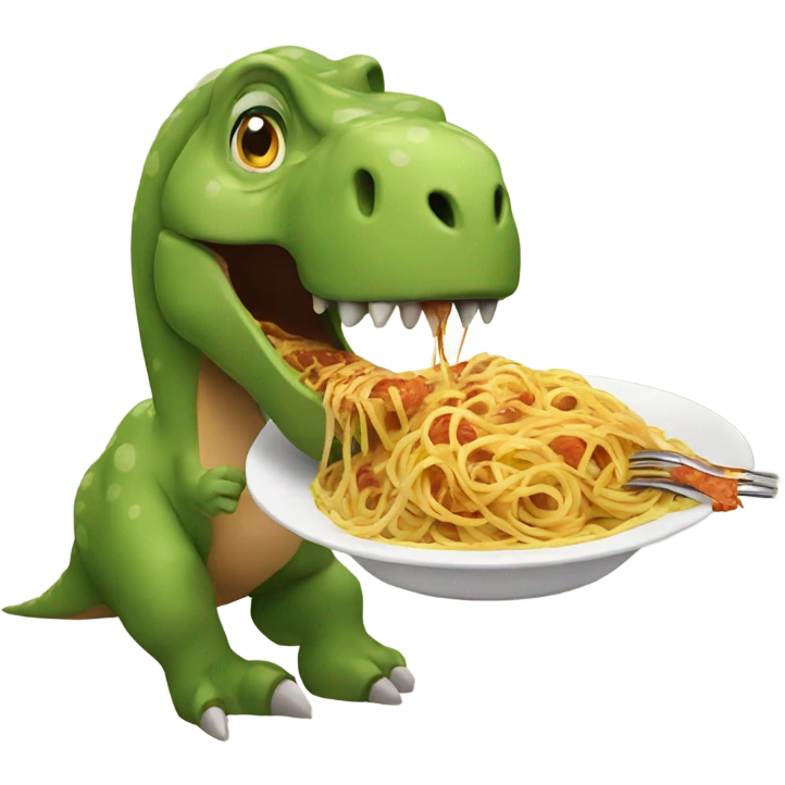 Dinosaur eating spaghetti emoji