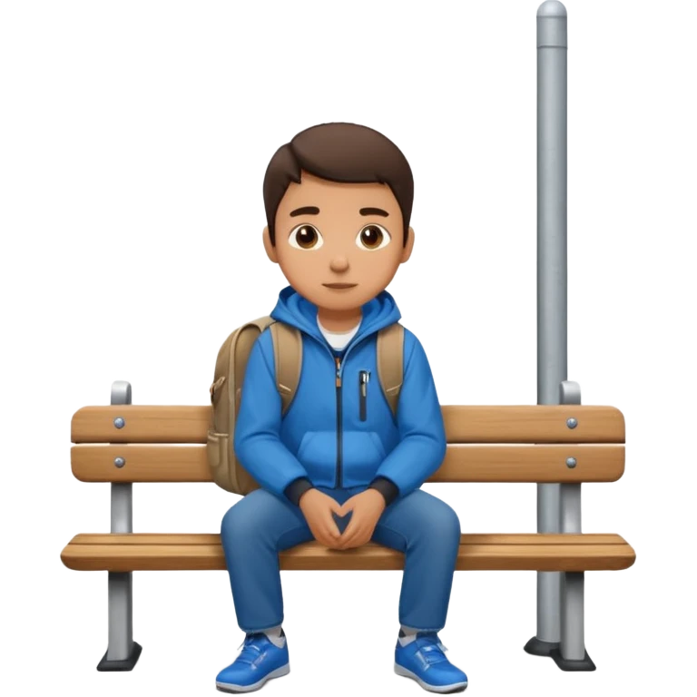 person sitting on a bench at a bus stop emoji