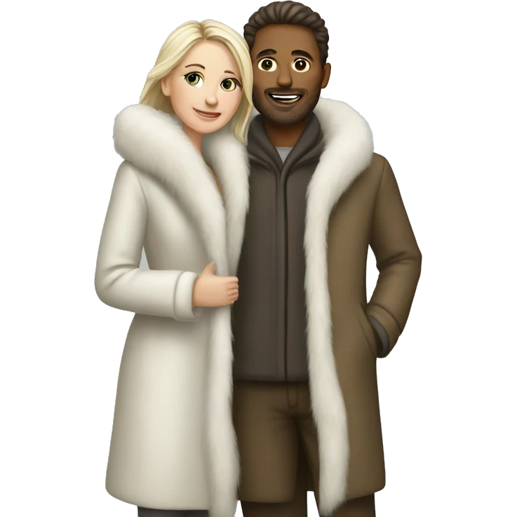 White couple in long fur coats emoji