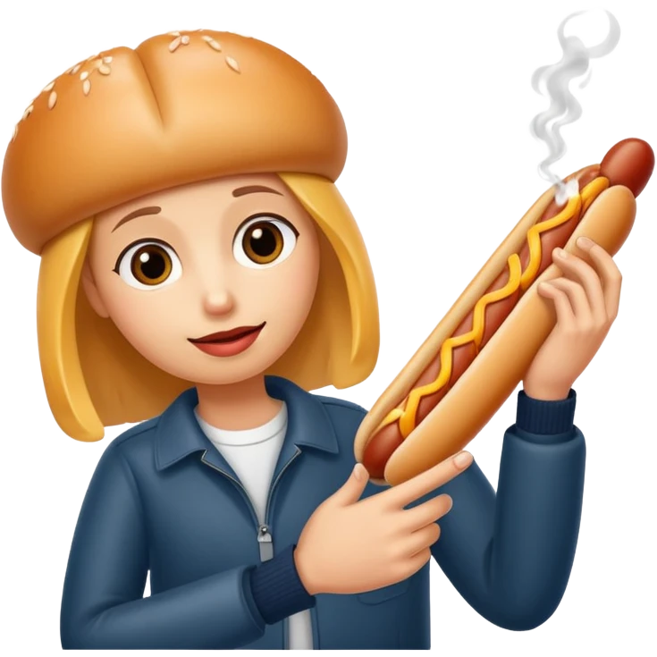 Hotdog held between 2 fingers like a cigarette  emoji