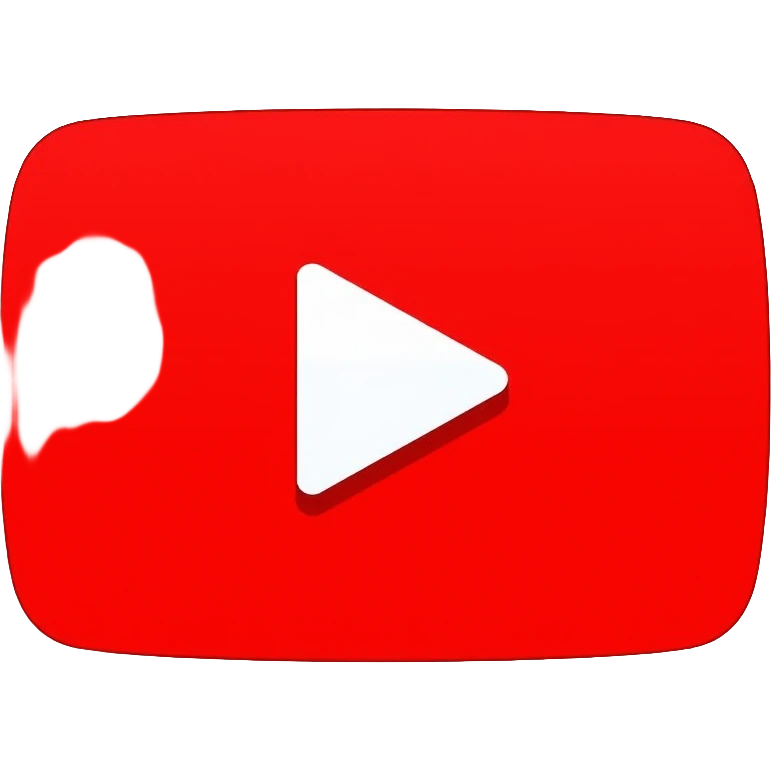 YouTube logo, red rectangle with rounded corners and white play button in the center emoji