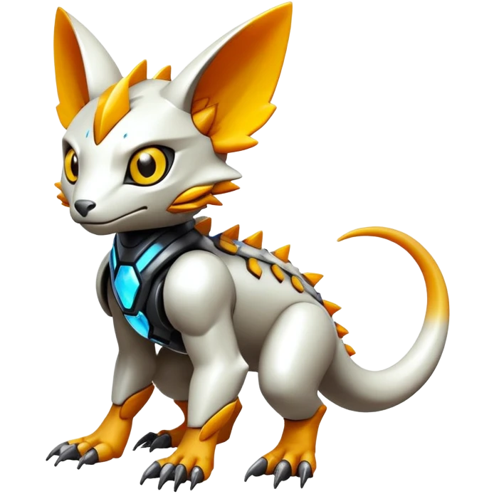  exotic futuristic warm-colored modern cyber-Fakémon-Digimon-Trico-creature emoji